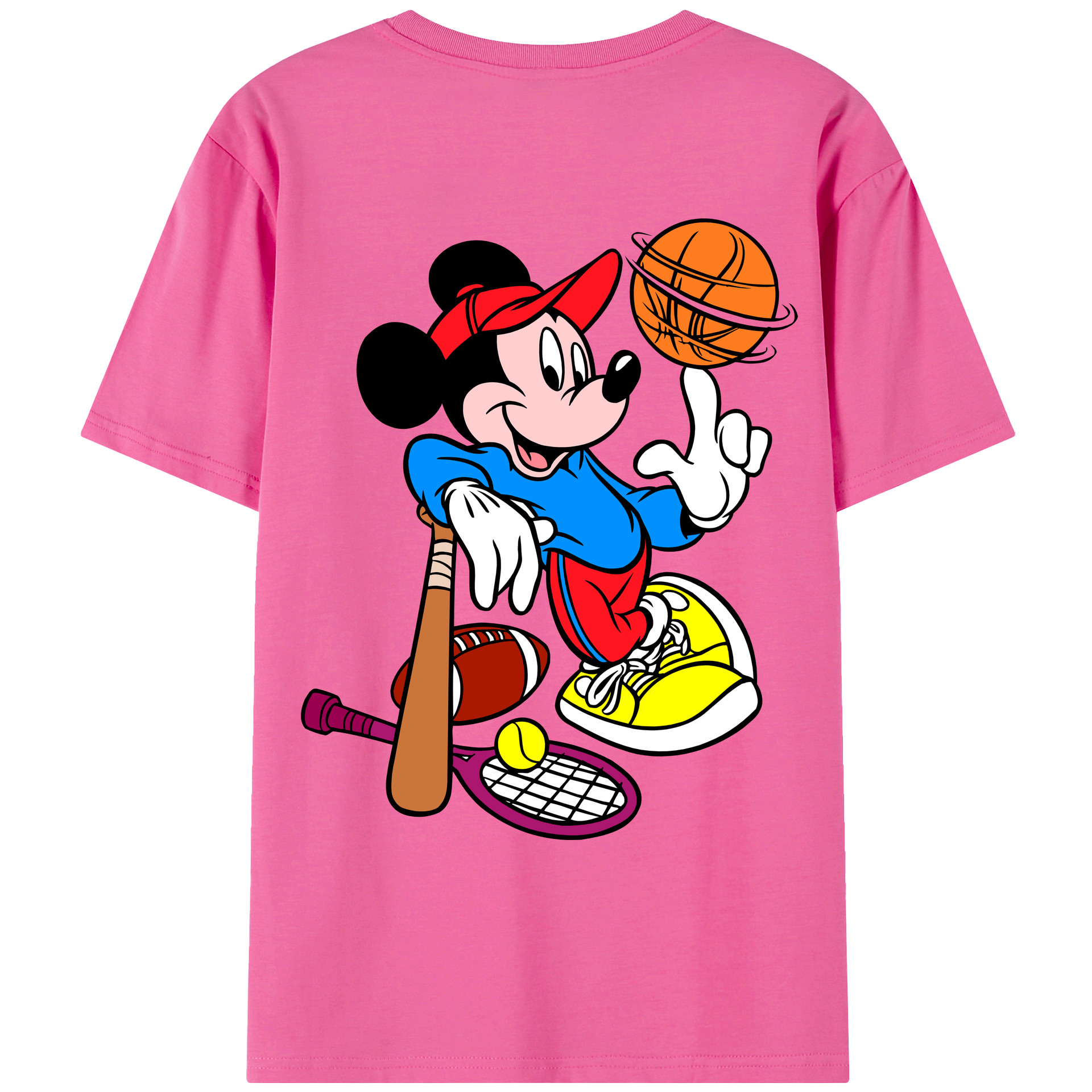 （画像用） ミッキーマウス Mickey Mouse レディース半袖Tシャツ(バックプリント)